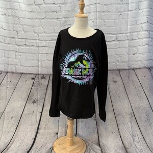Jurassic World Youth XL Black Pullover Long Sleeve T-Shirt Dinosaur Graphic NWT